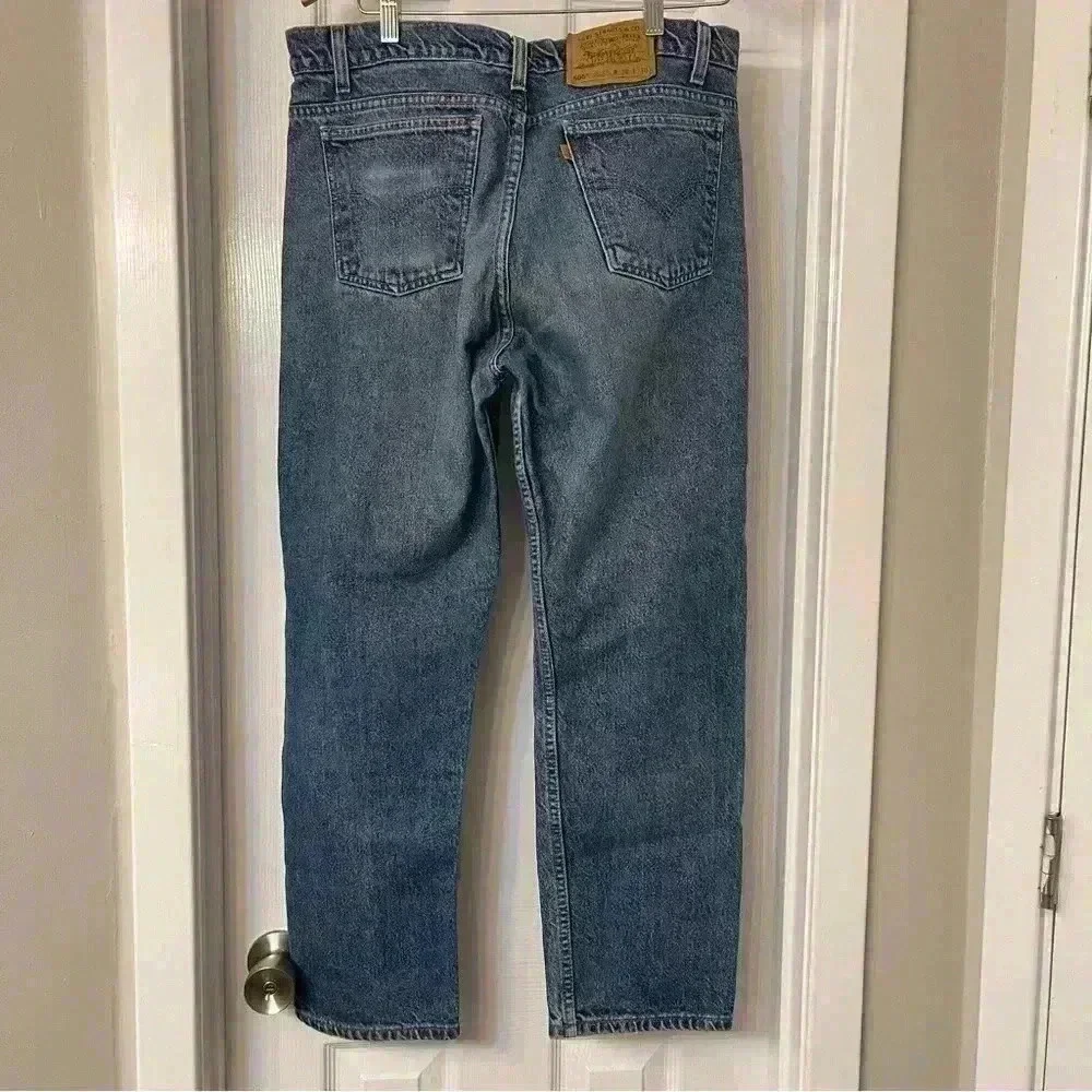 Vintage LEVI'S 505 blue Blank ORANGE TAB pure cotton made USA Jeans 36x30